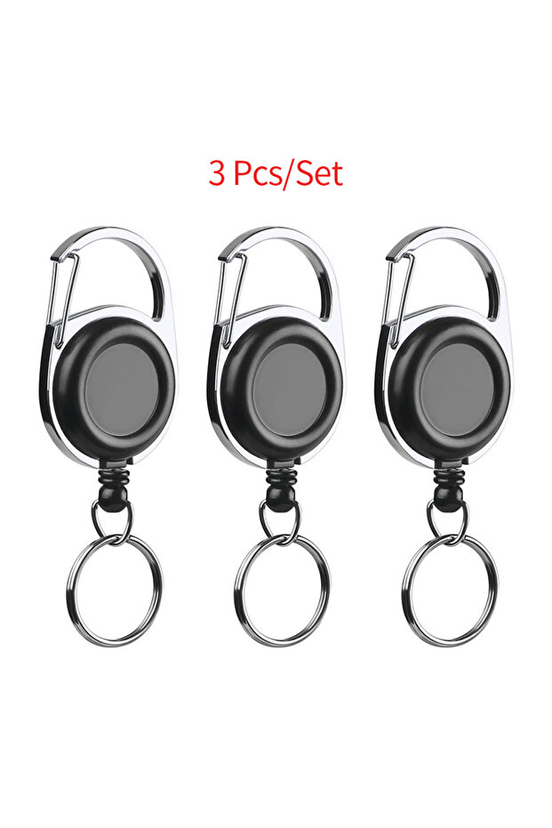 3Pcs Shawto Elastic Fly Fishing KeyChain Retractor Tools Extractor Keeper Retractable Zinc Alloy Key