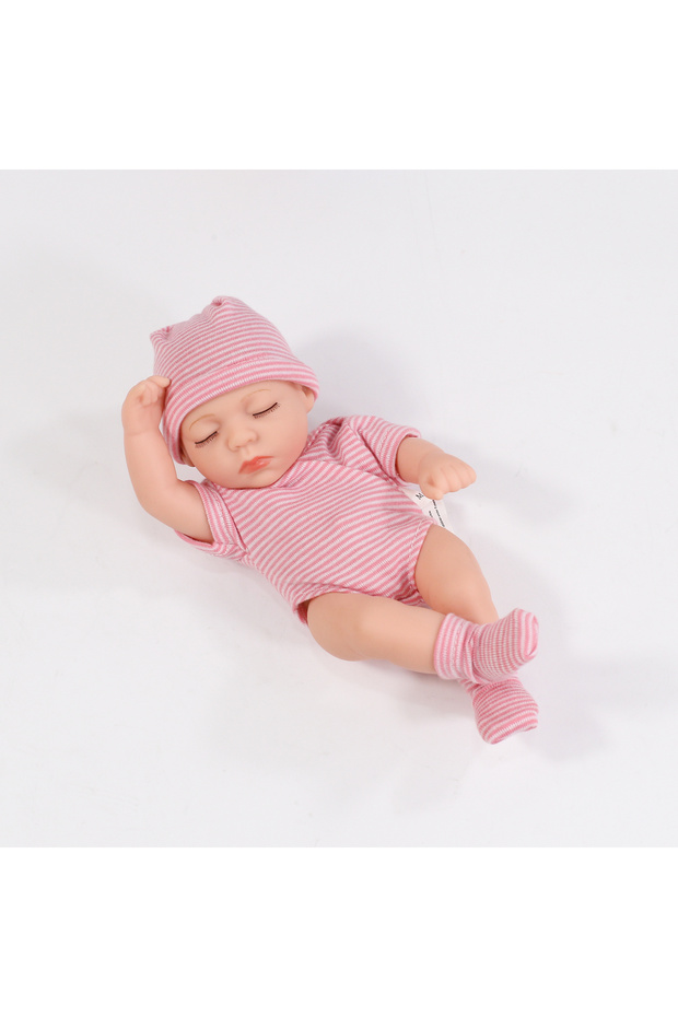 striped pink New 7.87 Inch Soft Vinyl Reborn Dolls 20cm Reborn Toys Waterproof Vinyl Dolls Cute Mini