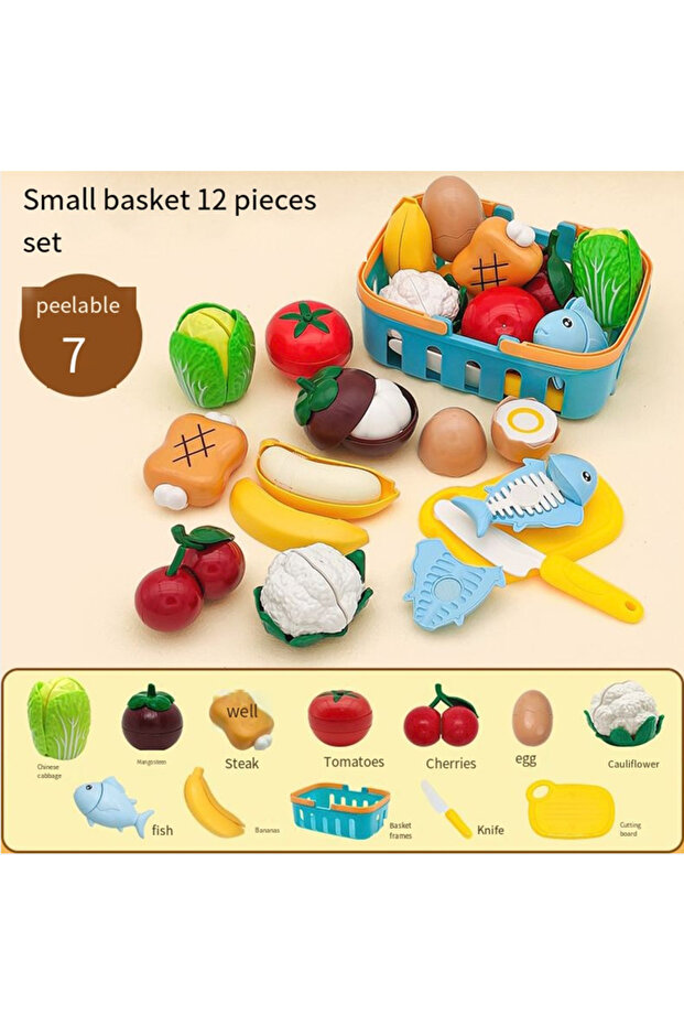 12 set With Box Kid Pretend Play Kitchen Fun Cutting Fruits and Vegetables Food Play House Set Puzz