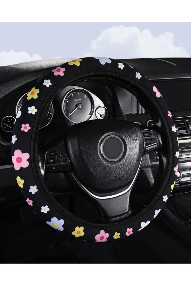 small wildflowers Car Steering Wheel Cover Flowers Print Anti-slip Universal Auto Steering Wheel Pro