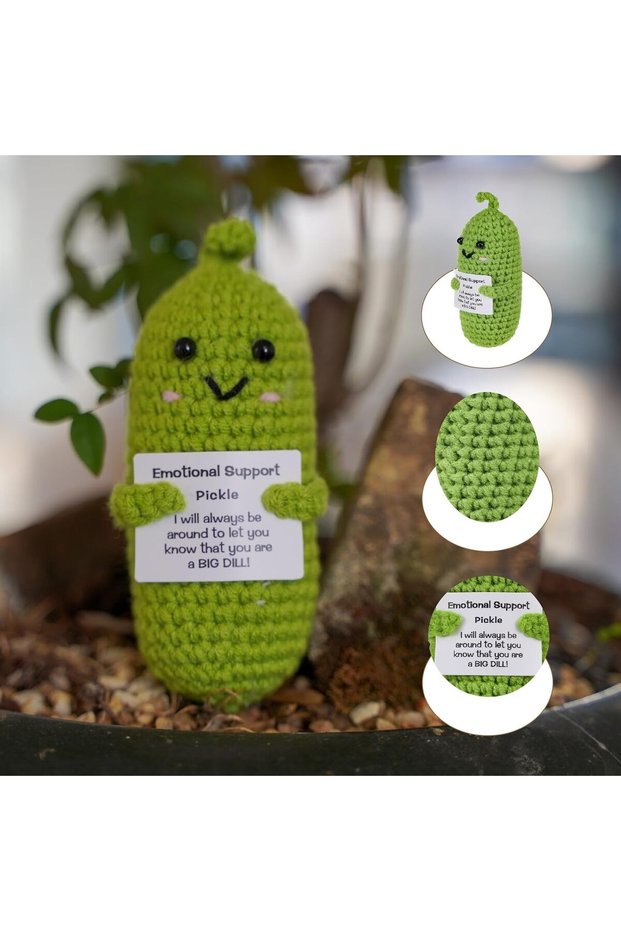 Encouragement Pickle Plush Toys Positive Crochet Animals Gifts Encouragement Birthday Gifts, Chri...