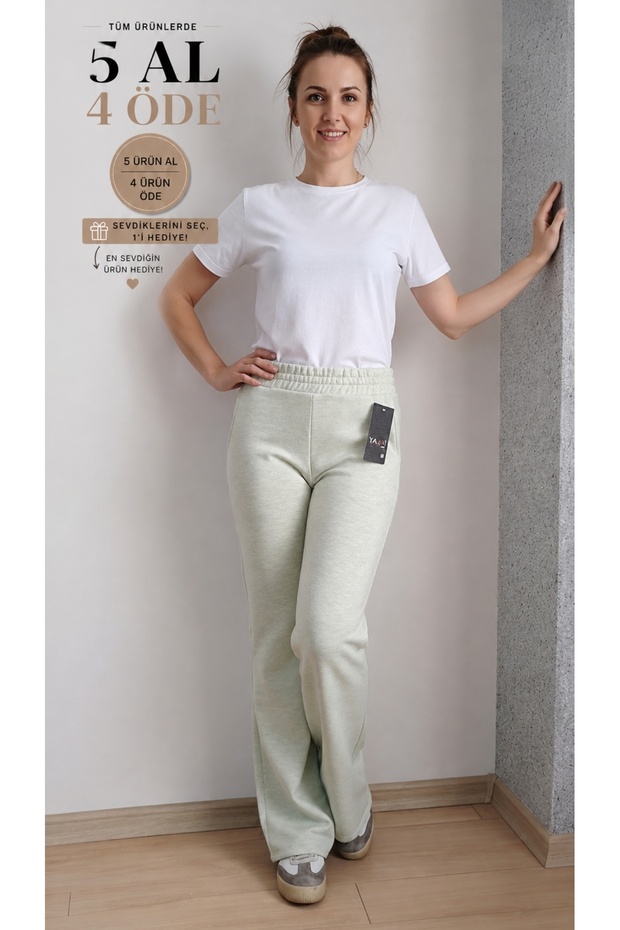 Women's Three-Ply Is Flared Ik Green, Yellow Greyed Trackpants