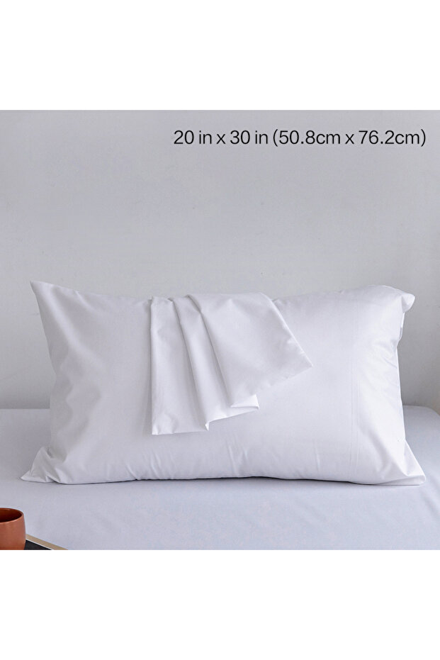 غطاء وسادة أبيض اللون مقاس 20 × 30 بوصة (50 × 76 سم) مستطيل الشكل، قطعة واحدة