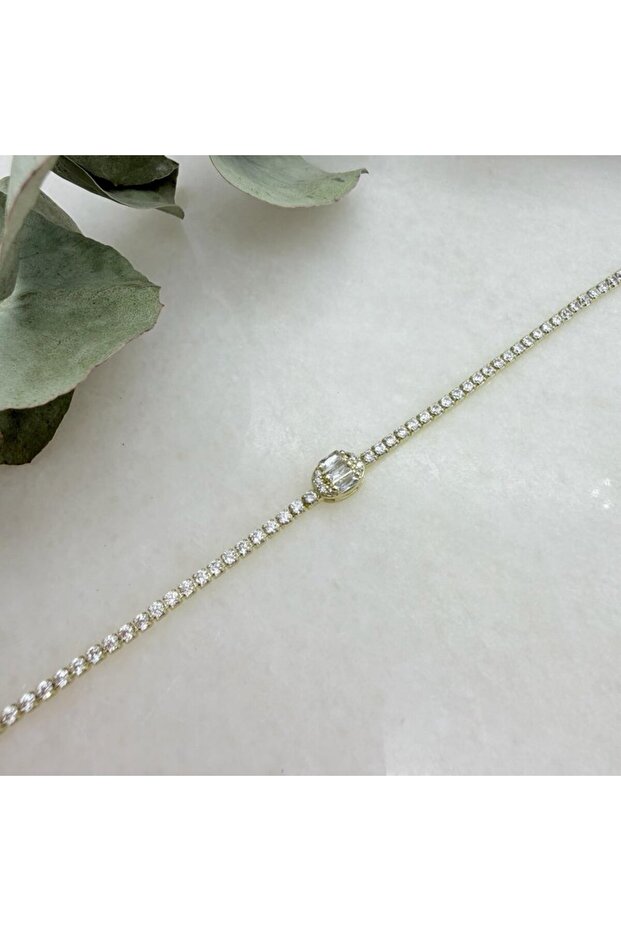 Round Baguette Stone Tamtur Bracelet (17+2 cm)