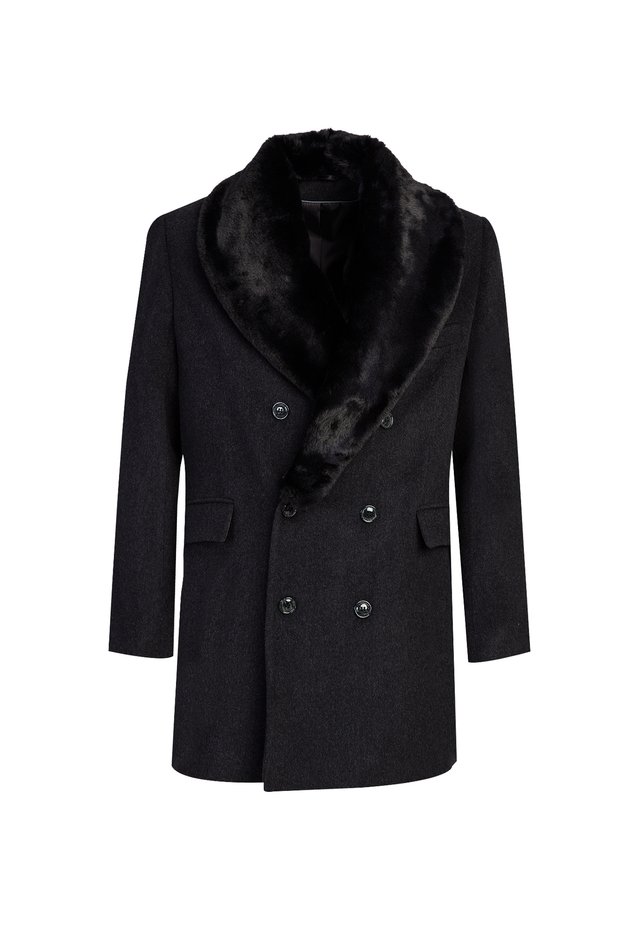 Fur Collar Cashmere Coat