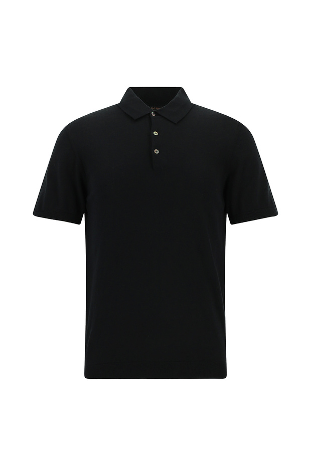 Slim Fit Cotton Polo Collar Silk Blend Knitted T-Shirt