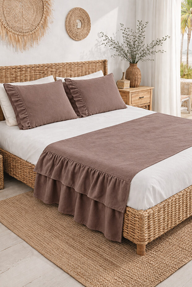 Poly Bed Runner Set Frilly 80X220 cm