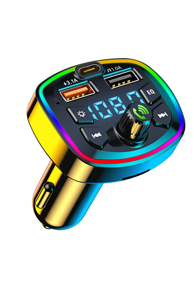Black Car Bluetooth 5.0 FM Transmitter Wireless Adapter Mic Audio Receiver Auto MP3 Player 2.1A Dual