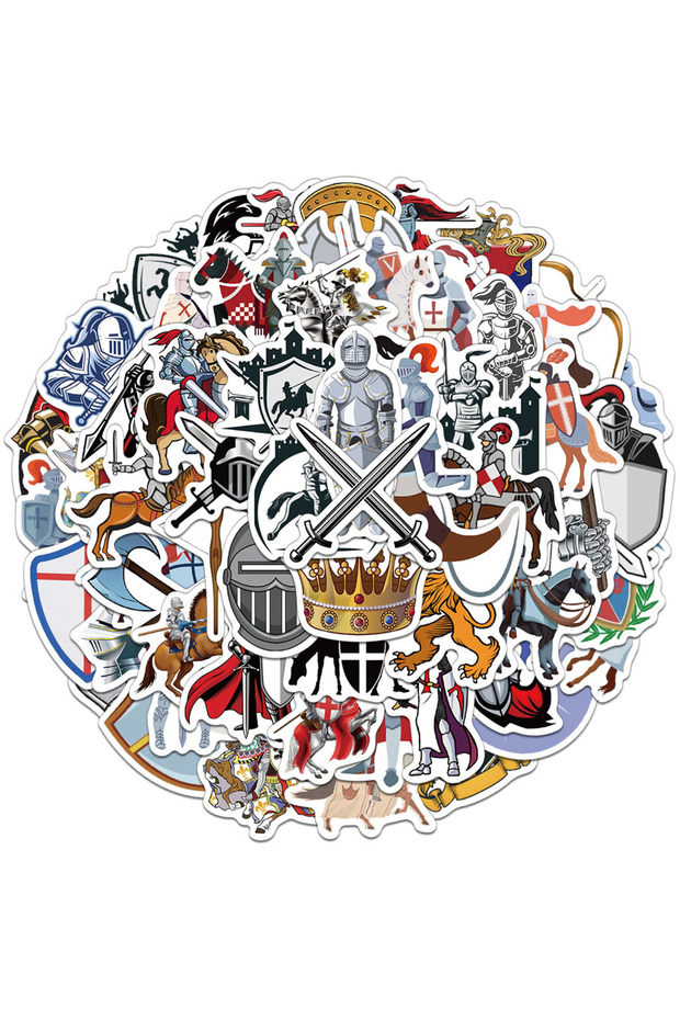 60PCS 60PCS Creative Medieval Knight Retro Stickers Decorative Phone Cases, Water Cups, Skateboards,