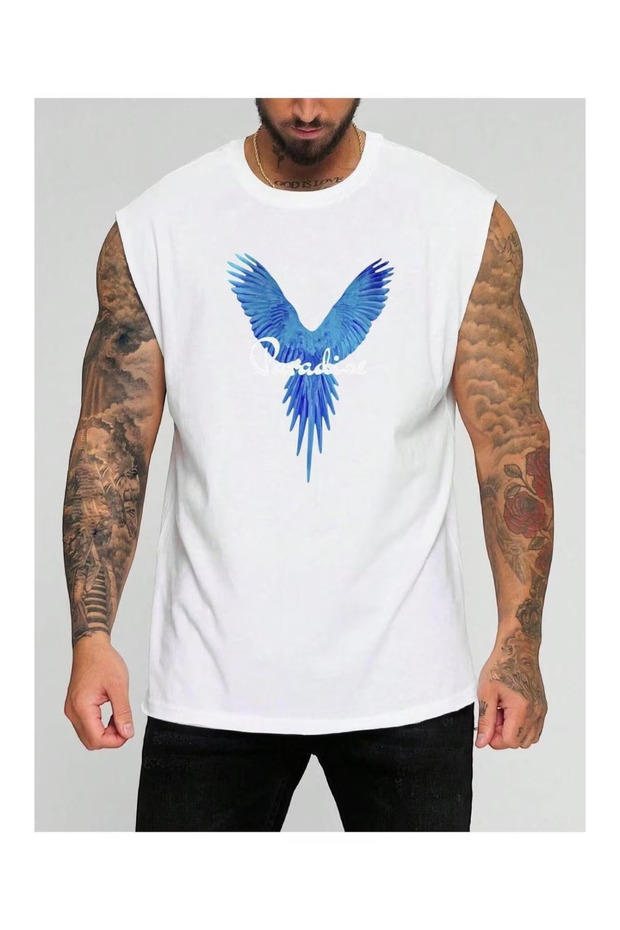 Printed Sleeveless Tshirt Men's Zero Sleeve Clothing Sportswear Oversized T-Shirt