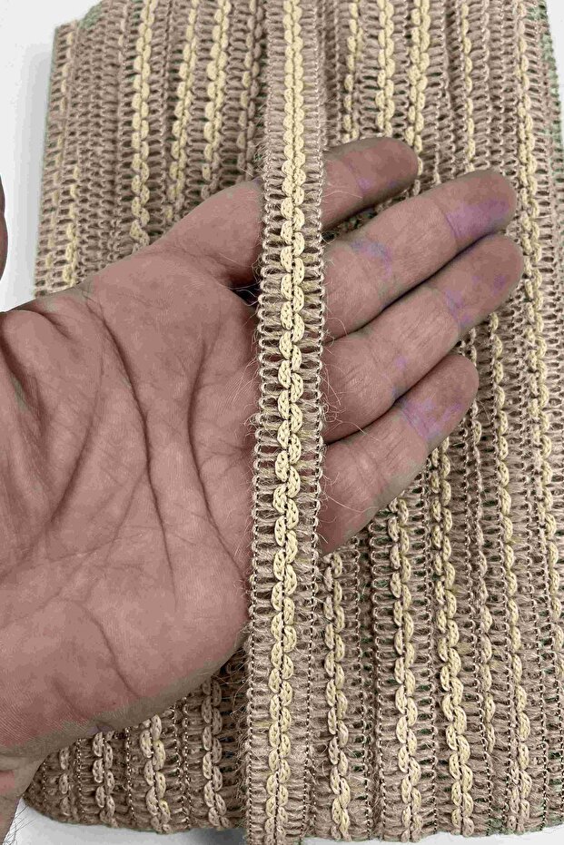 Wicker Sora Beige Wave Detailed Wicker Decorative Strip 10 Meters Packaging Decoration