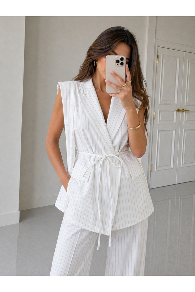 Tie-Up Vest Trousers Blazer Suit