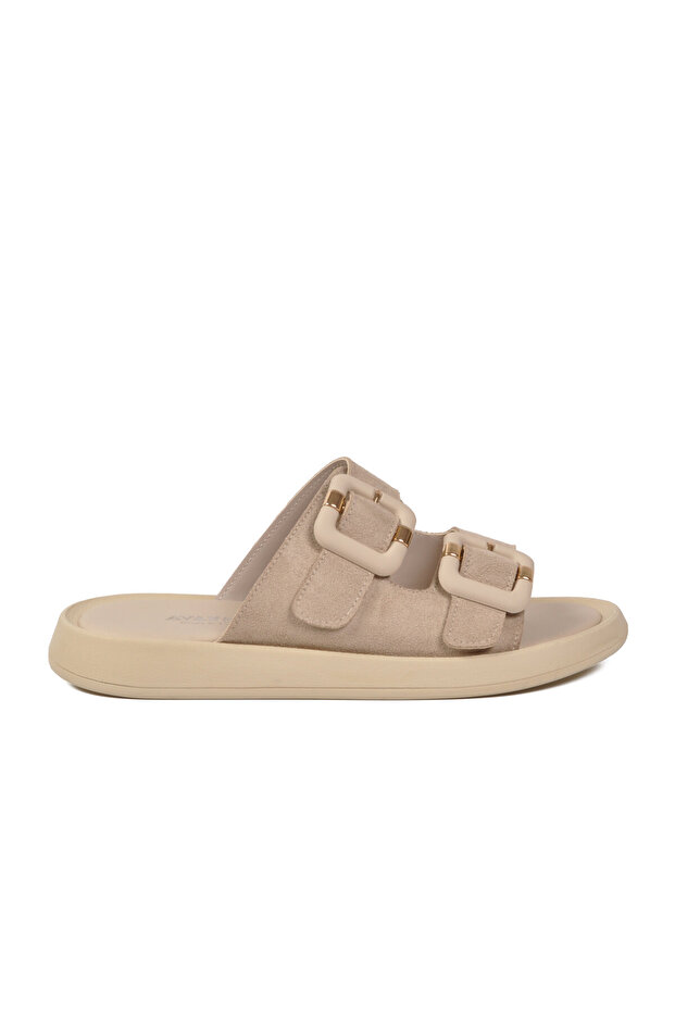 Beige Suede Lightweight Slip-On Women's Slippers 513089 Z