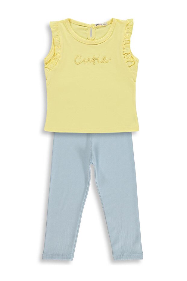 Cutie Embroidered Set for 2-5 Years - Yellow