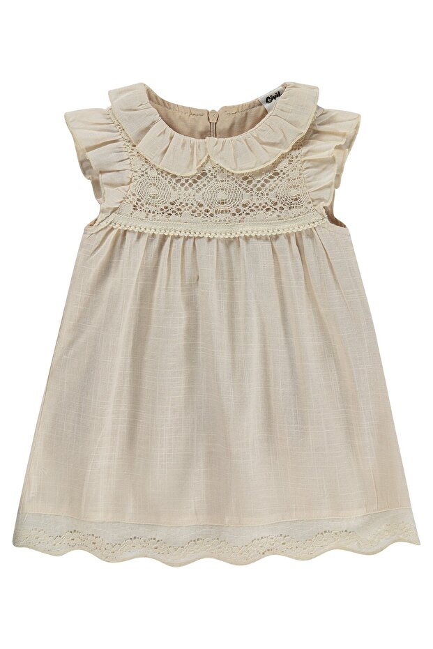 Baby Collar Lace Dress 6-18 Months - Beige