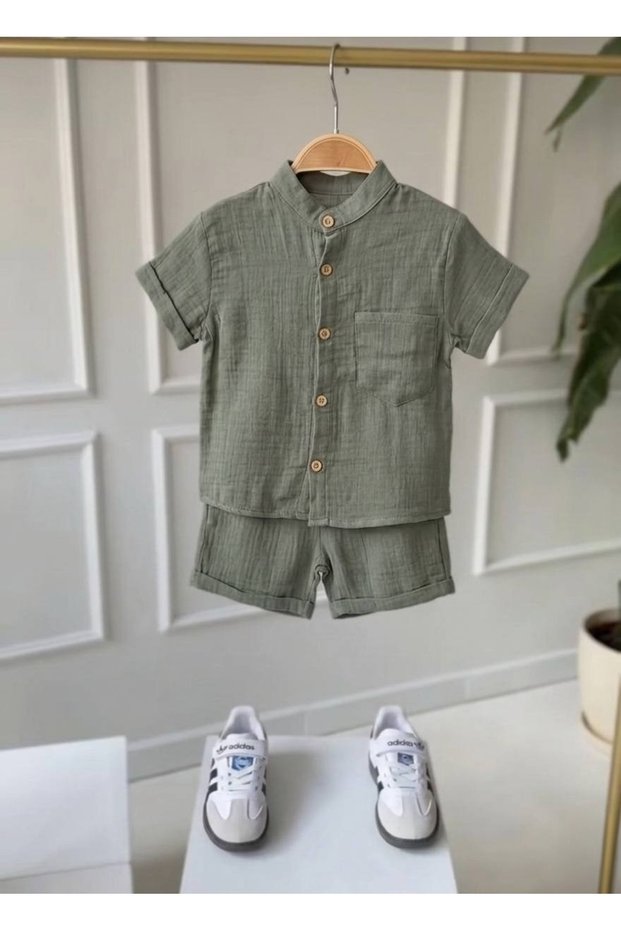 Unisex Kids Muslin Set - 100% Cotton Summer Shirt and Shorts Set