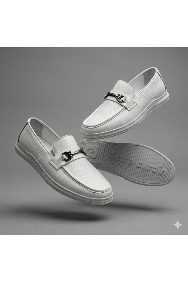 Pierrre Cardin 191074 Genuine Leather Poly Light Sole Casual Men's Shoes White