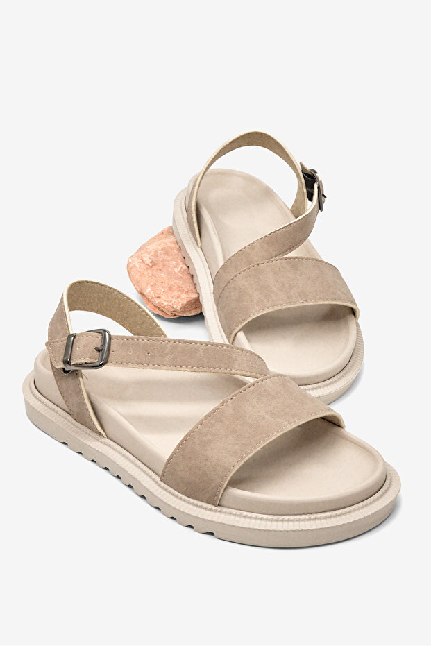 Women's Beige Comfortable Soft Sole Sandals