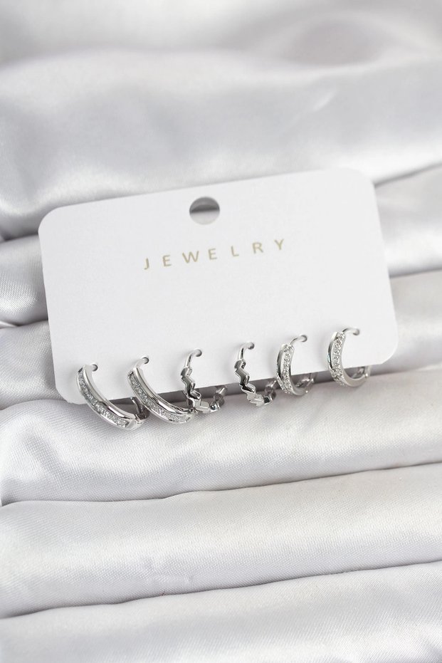 Brass Silver Rk Women's Earring Set