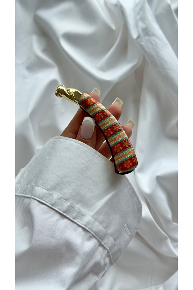 Authentic Patterned Banana Buckle 11 cm Women's Hair Accessory