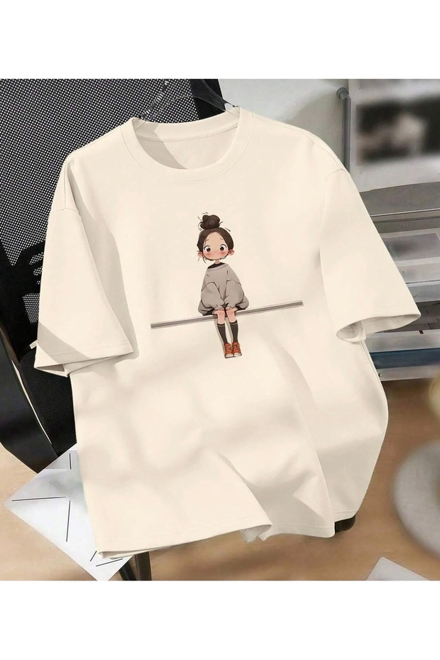 Special Series Free Girl Printed 100% Cotton Oversize Girls' T-Shirt