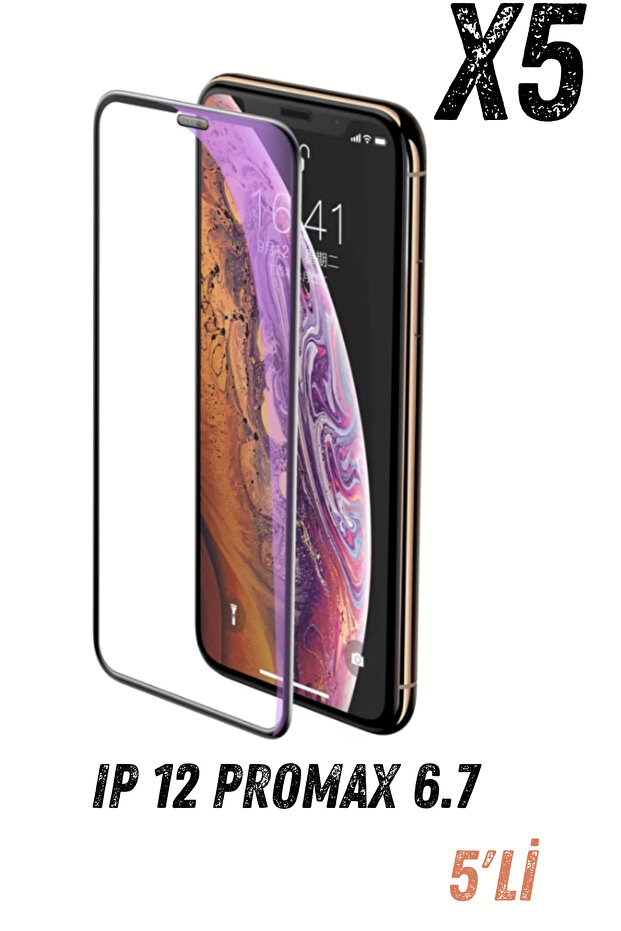 5 قطع من واقي الشاشة الزجاجي المقاوم للكسر المتوافق مع IP 12 promax 6.7