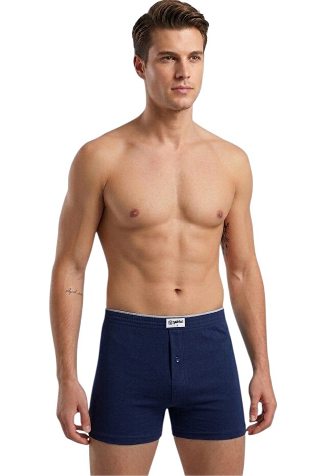 Yıldız 100% Cotton Men's Boxer Briefs with Front Buttons, 6-Piece Set, Towel Waistband, Comfortable Fit