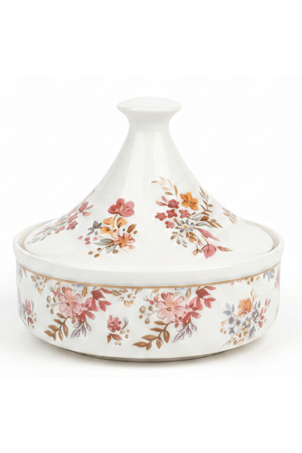Luhpar Mini Ceramic Sugar Pot Server with Traditional Floral Motif and Lid 15×15 cm