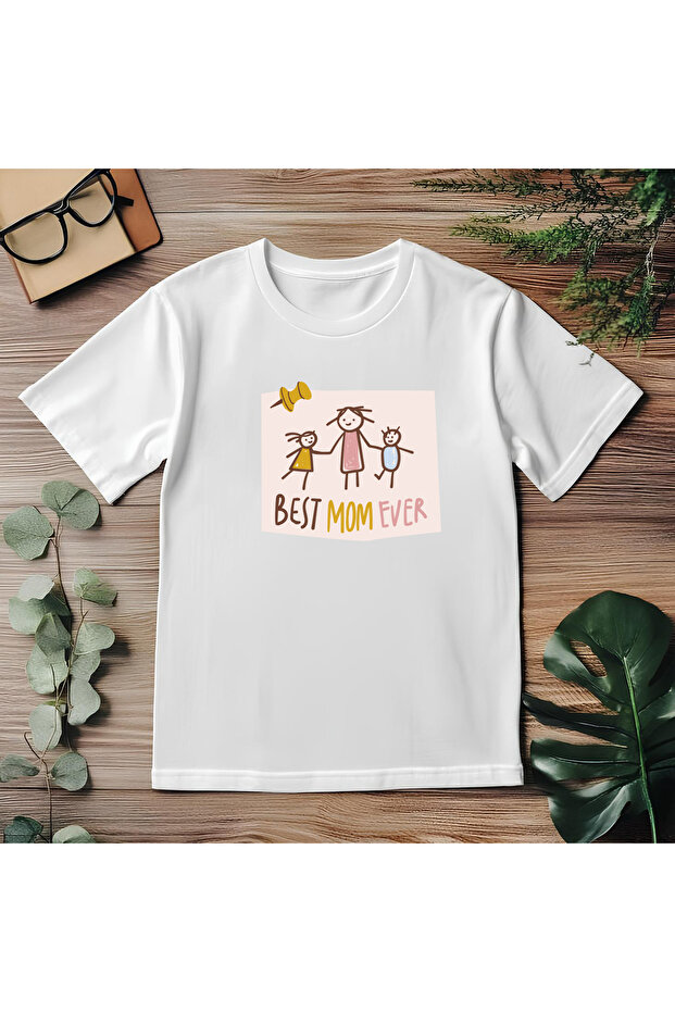 White Premium Kids' T-Shirt – Mother's Day Best Mom Ever, 100% Cotton, Comfortable and Breathable for Daily Use