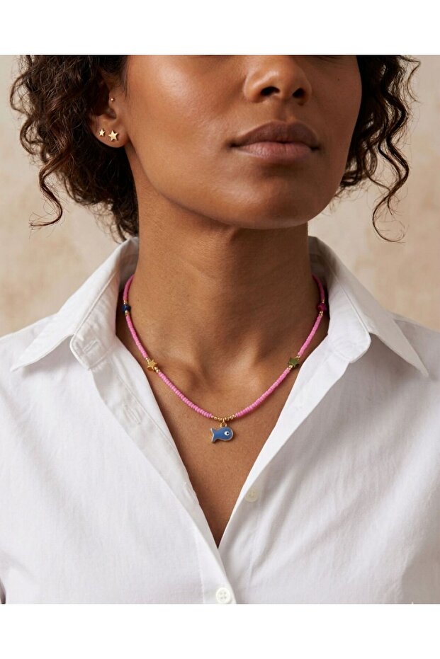 Pink Sand Bead Necklace