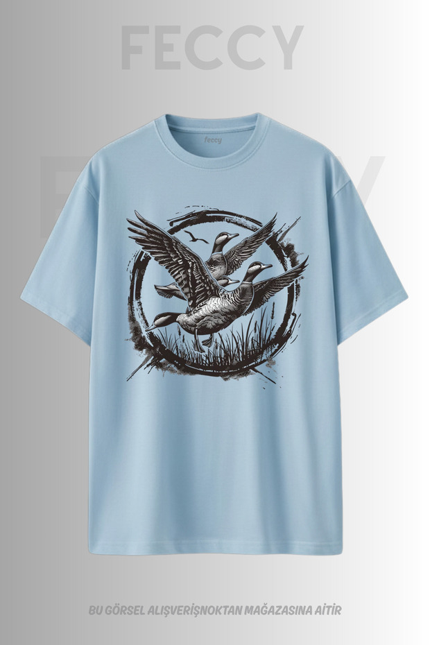 Premium Duck Printed Hunter Theme Unisex Oversize Women's T-Shirt Men's T-Shirt Cotton Oversize T-Shirt