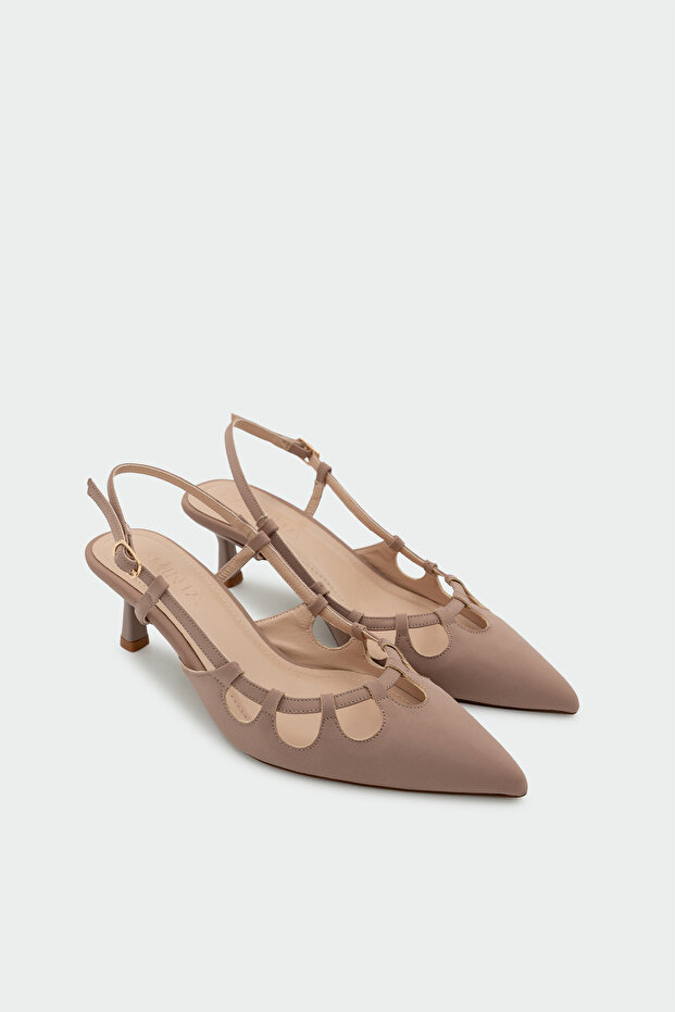 Bunny Low-Cut Detailed Women's Mink Heeled Shoes