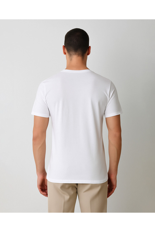Λευκό μπλουζάκι Basic Crew Neck Slim Fit - 2