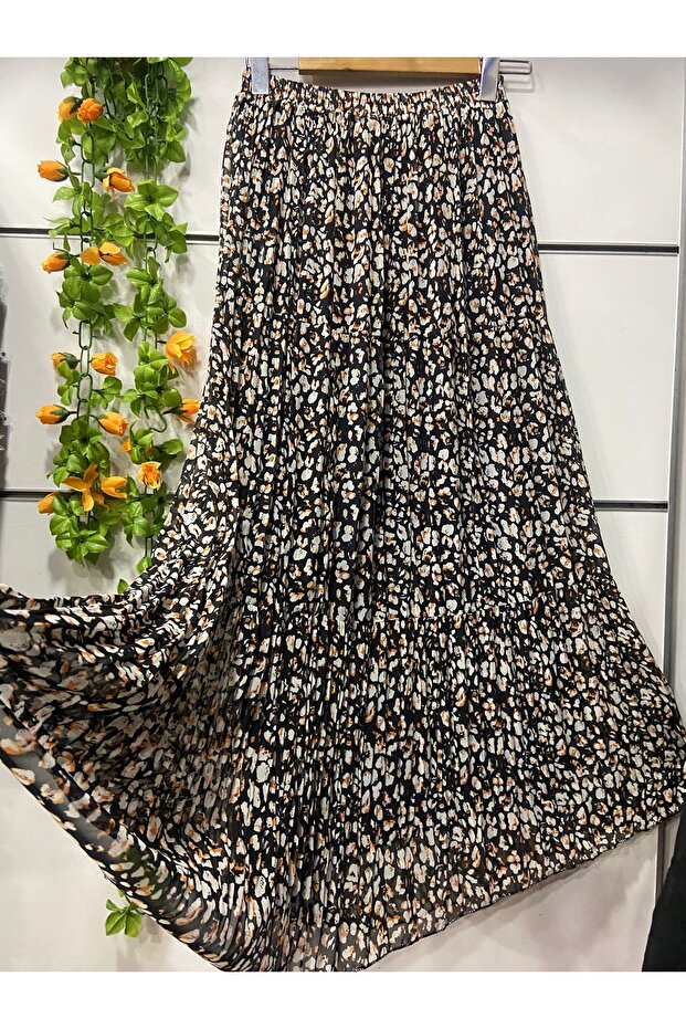 Patterned layered chiffon skirt lined - 1