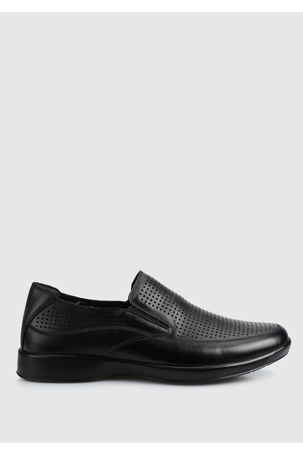 Black Leather Men's Shoes - 1
