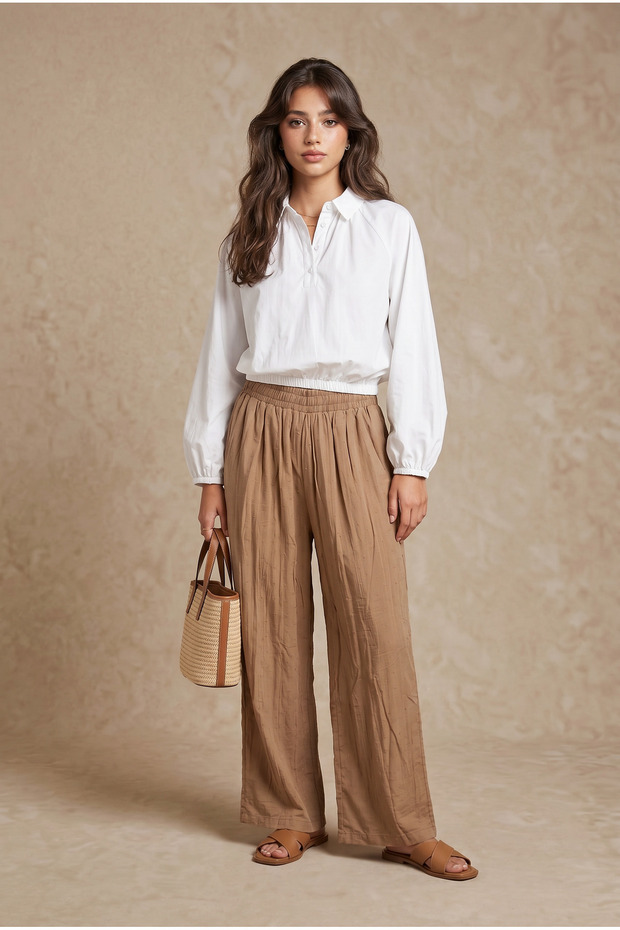 pretty cool cotton blouse with collar and small placket, trending top amongst the youth