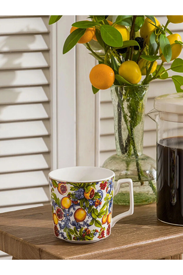 Lcw Home Mixed Floral Patterned Porcelain Mug 340 ml
