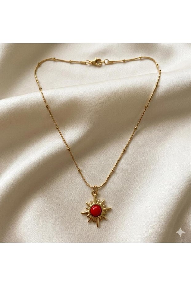 Red Polar Star Figured Steel Necklace Gold Color Elegant Design
