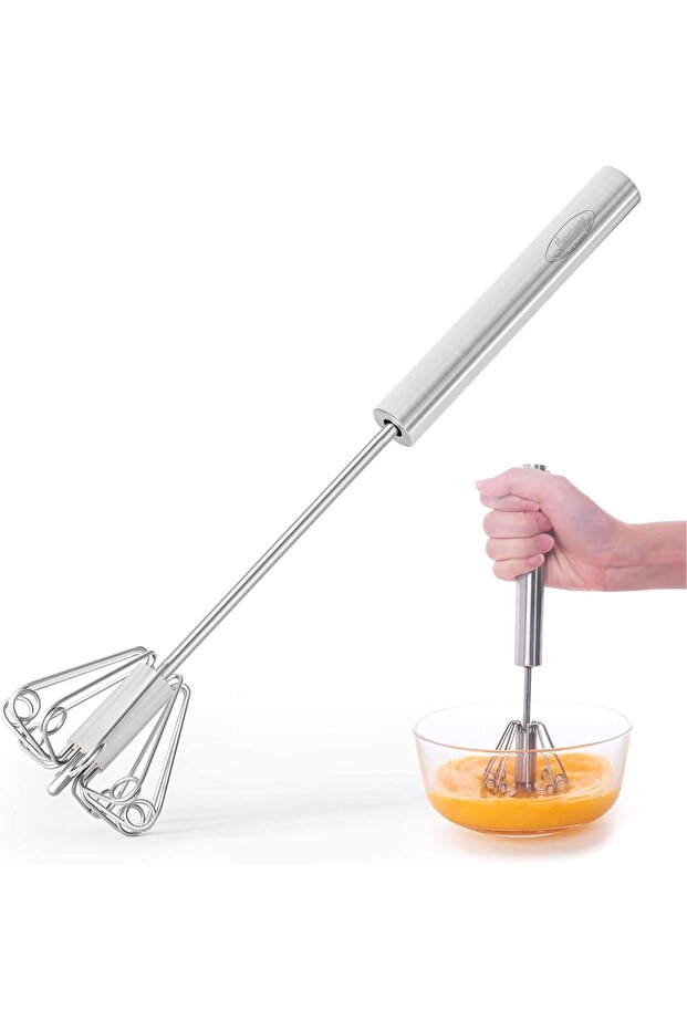 Egg Whisk, Stainless Steel Hand Push Whisk Blender for Home