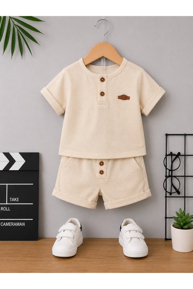Muslin Cotton 2-Piece Shorts and Shirt Children's Set