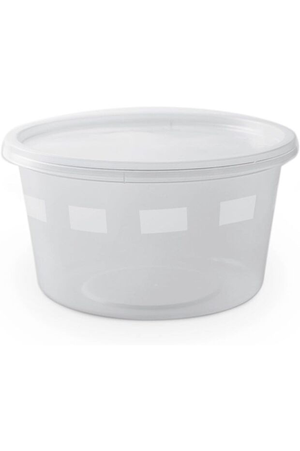 Round Plastic Clear Microwave Safe Food Storage Takeaway Containers with Lids (450ml, 5s)