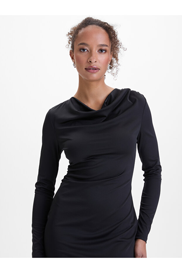 Rochie midi neagră de damă - 3