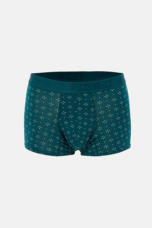 Petrol Green Patterned Micro Modal Boxer - 2