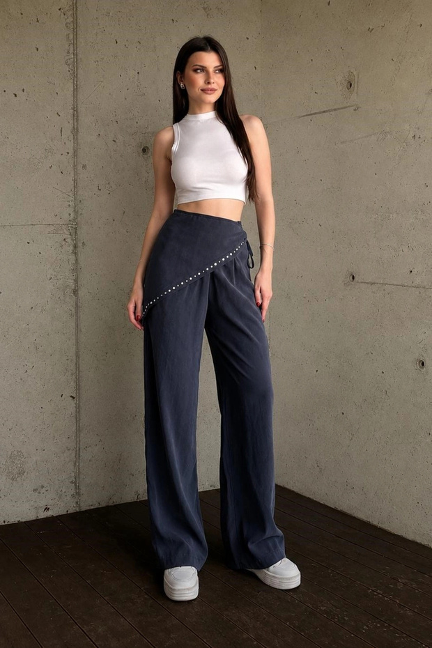 Women's Black Scarf Pants 3785