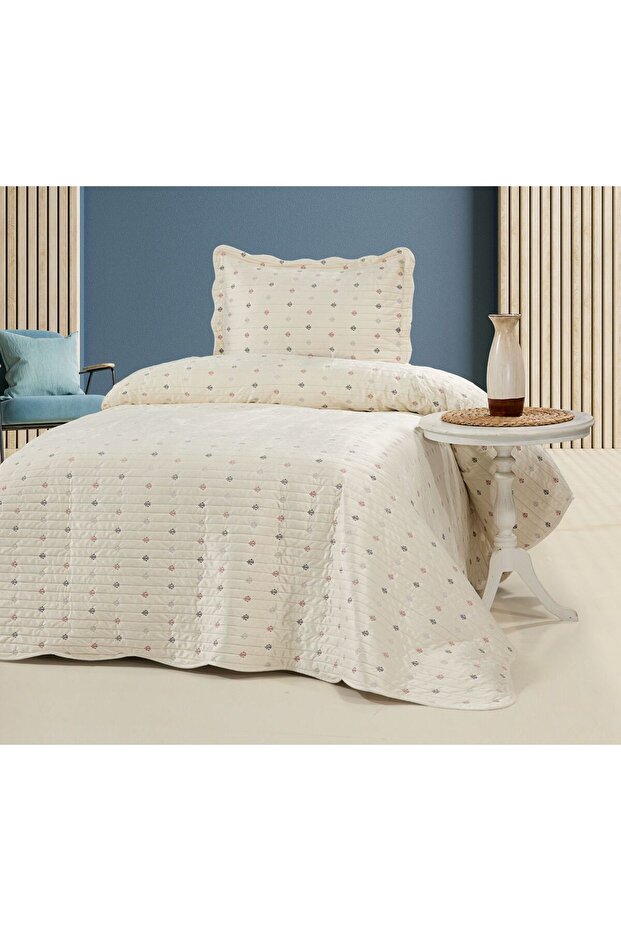 Liora Single Velvet Embroidered Bedspread | Soft Texture, Elegant and Stylish Design