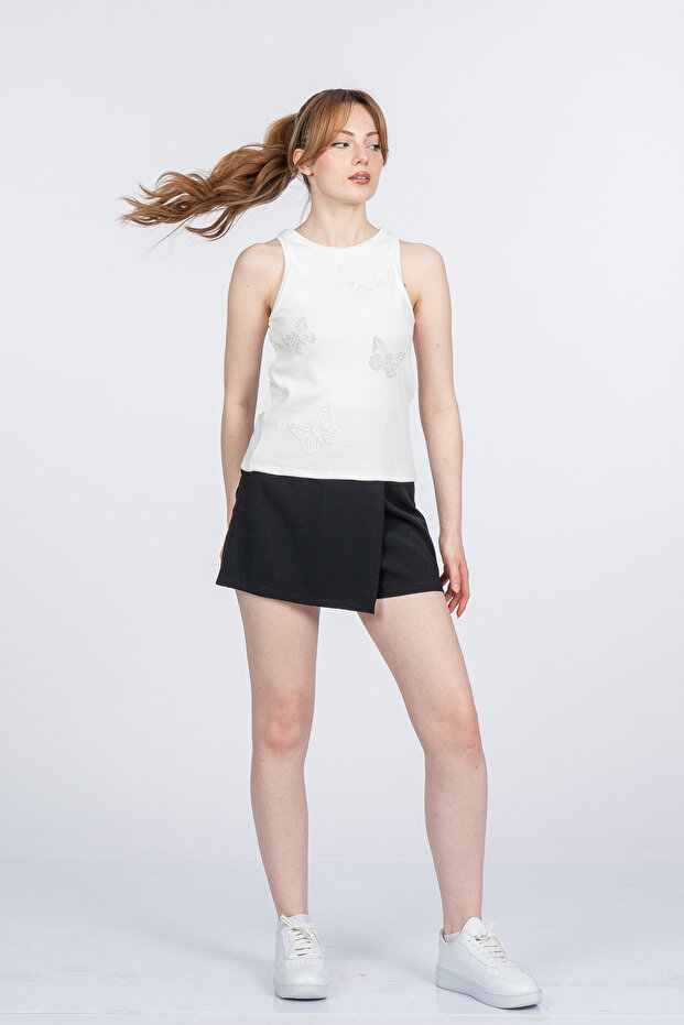 Butterfly Patterned Blouse Undershirt 8601 - 1
