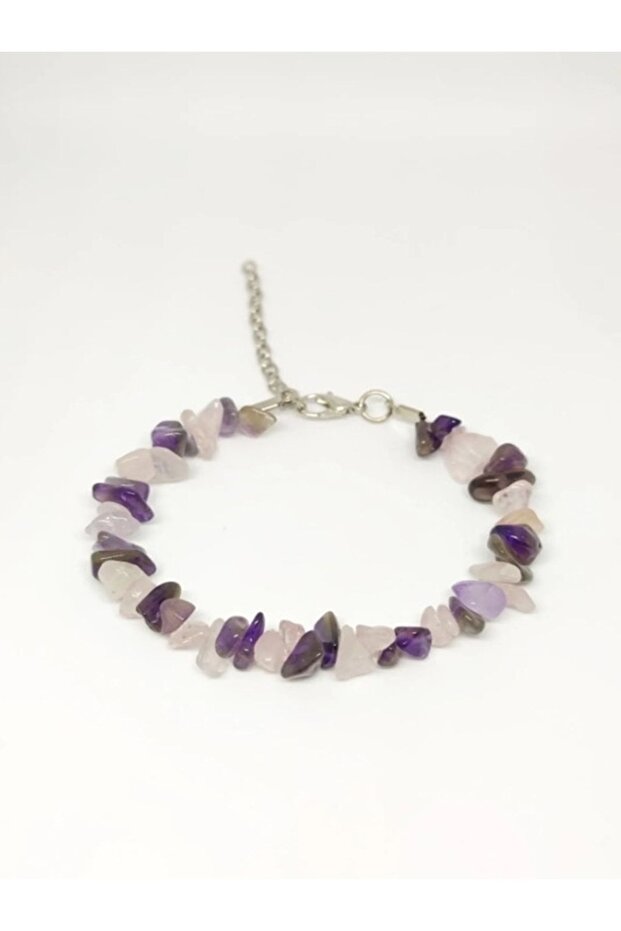 Real Natural Stone Handmade Amethyst-pink Quartz Stone Cracked Stone Adjustable Bracelet