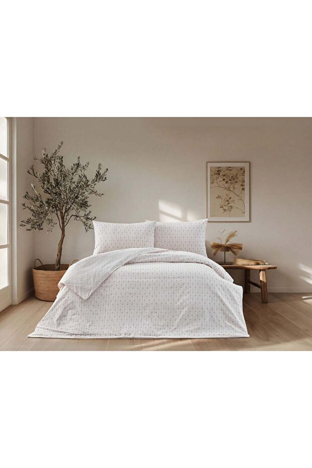 Boho Chic Spring Easy Cotton Ravel Duvet Cover Set Double - Cream
