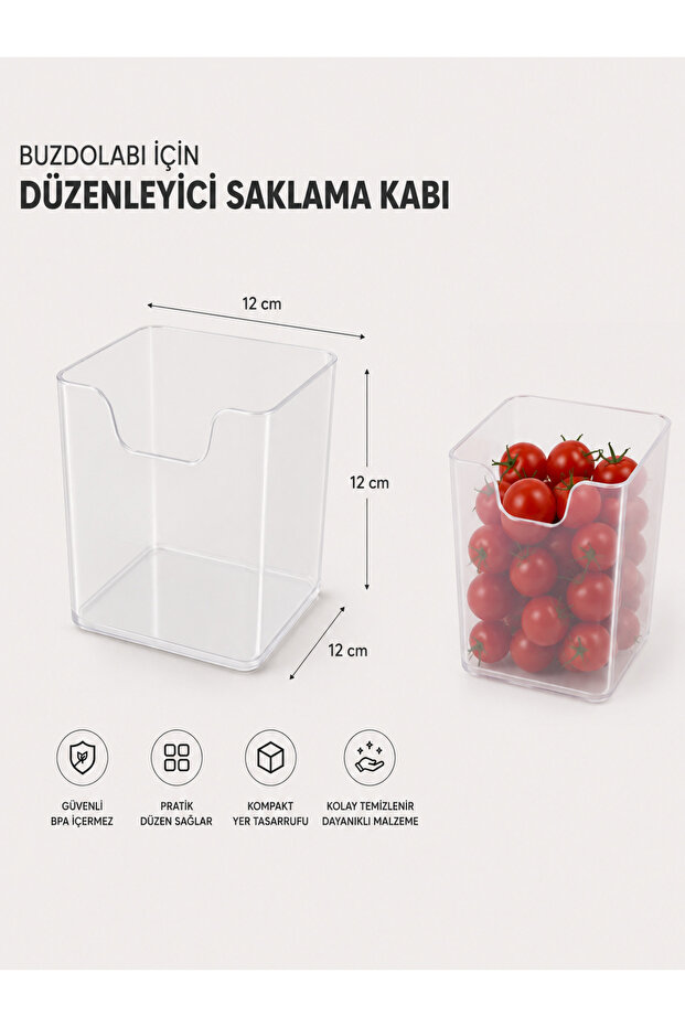 Transparent Refrigerator Organizer Storage Container 12X12 cm Organizer