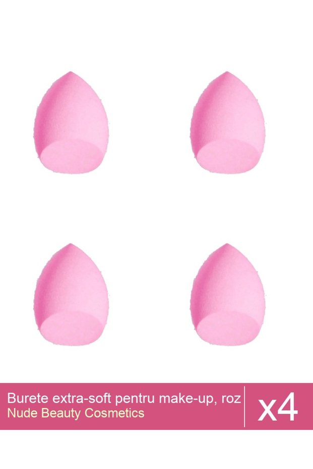 Set 4x Burete extra-soft pentru make-up, roz - tesit